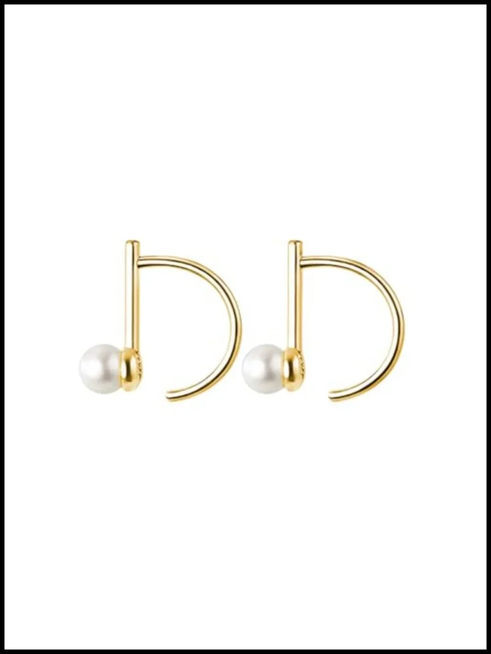 S925 Sterling Silver Pearl Half Hoop Earrings for Women - Open Huggie Earrings